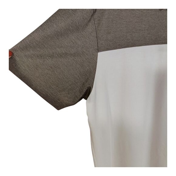 Travis Mathew Men's Golf Polo Shirt Embroidered Logo White/Gray Slit Hem size XL - Picture 4 of 9